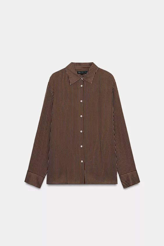 STRIPED OVERSIZED POPLIN SHIRT | Zara US