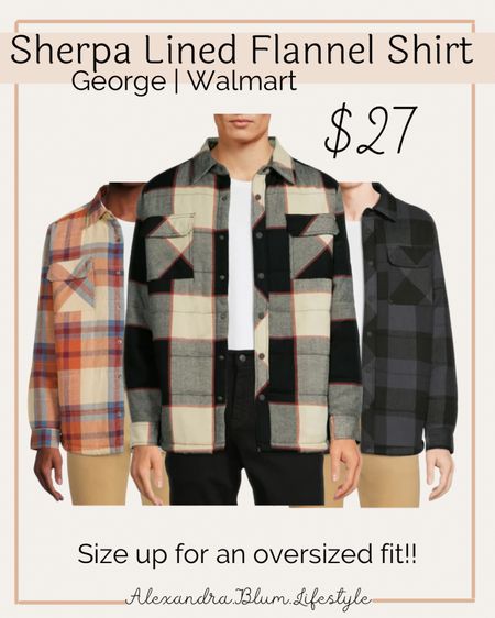 Flannel shirts, jackets, and fleece sized shackets! George Walmart flannel tops! I always size up a size or two for an oversized fit! 

#LTKunder50 #LTKsalealert #LTKmens