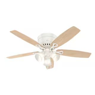 Oakhurst II 52 in. Low Profile LED Indoor Fresh White Ceiling Fan with Light Kit | The Home Depot
