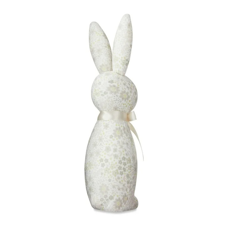 Easter White Floral Bunny Tabletop Decor, 16 in, by Way To Celebrate - Walmart.com | Walmart (US)