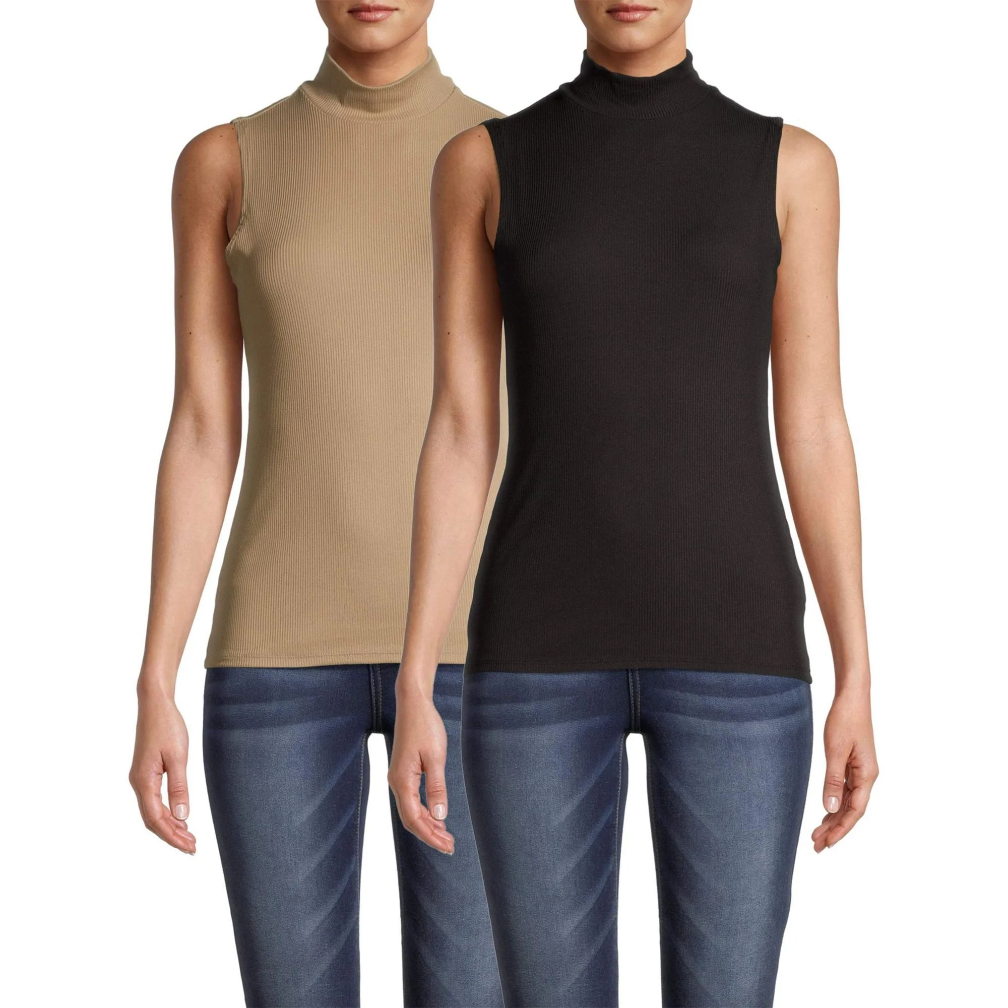 No Boundaries Juniors' Sleeveless Mock Neck Top, 2-Pack | Walmart (US)