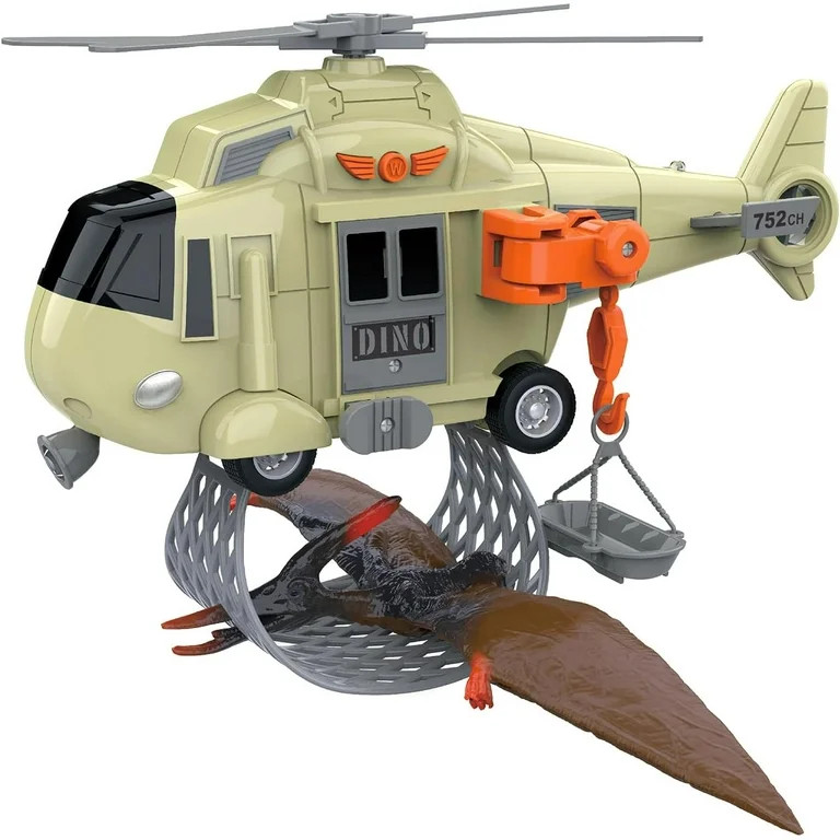 Dino Rescue Helicopter Toy Playset with Pterosaur, Dinosaur Animal Transport Toy Airplane, Lights... | Walmart (US)