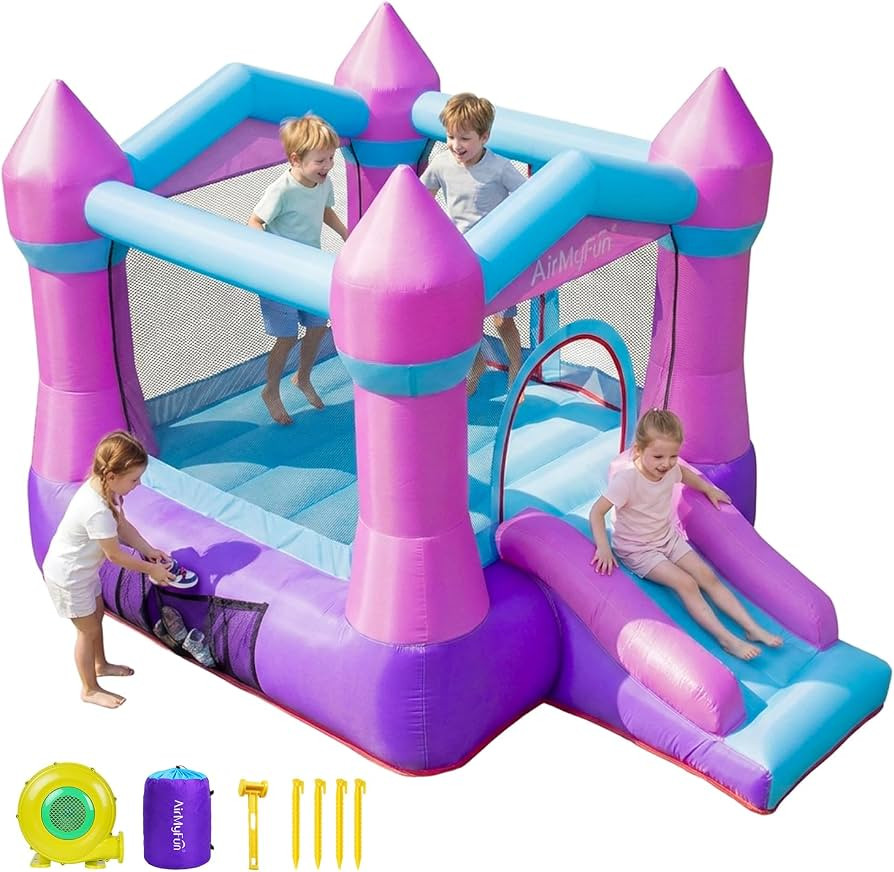 AirMyFun Pink Inflatable Toddler Bounce House with Blower, Indoor/Outdoor Jumping Castle for Kids... | Amazon (US)