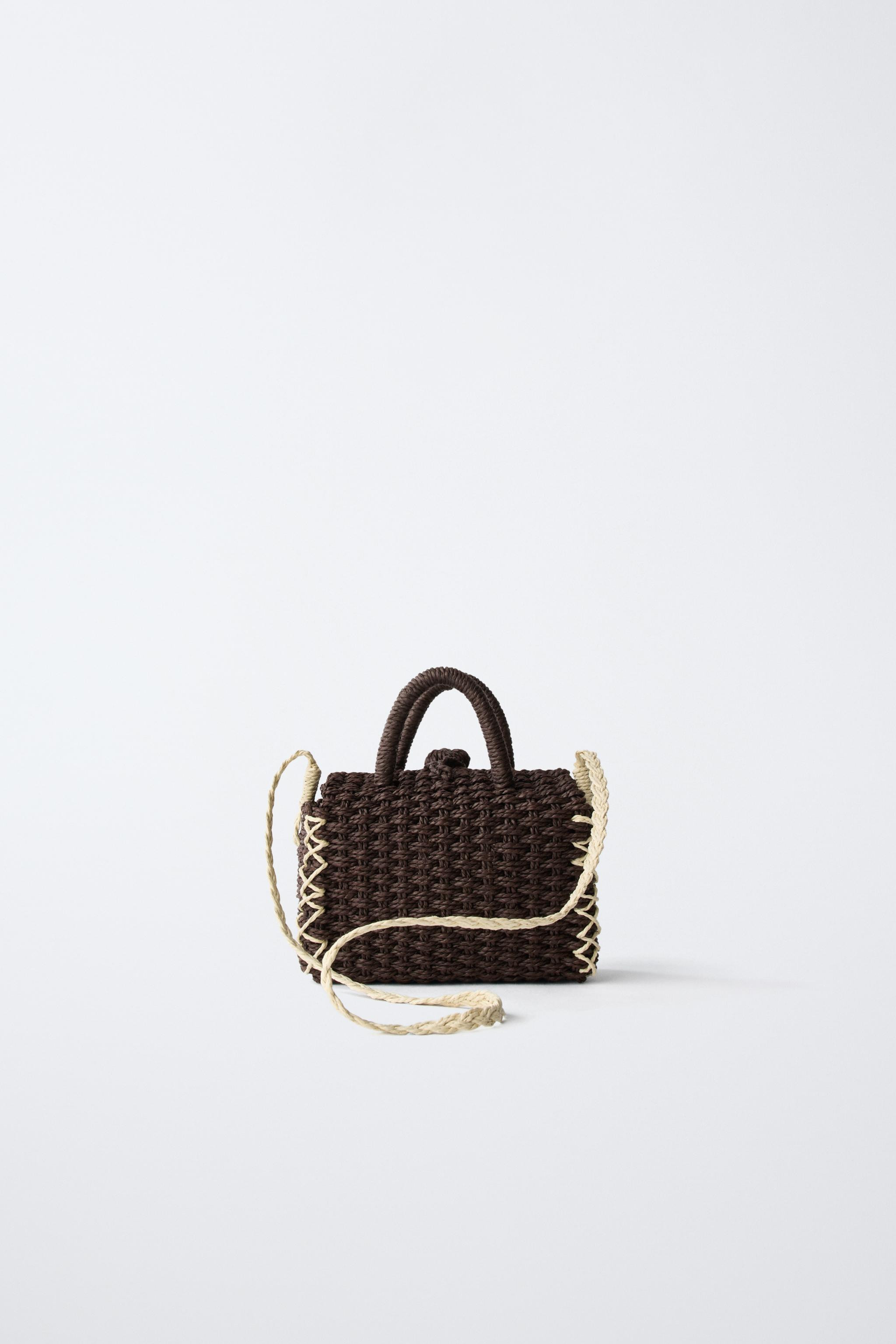 RAFFIA EFFECT POLKA DOT CROSSBODY BAG | Zara UK
