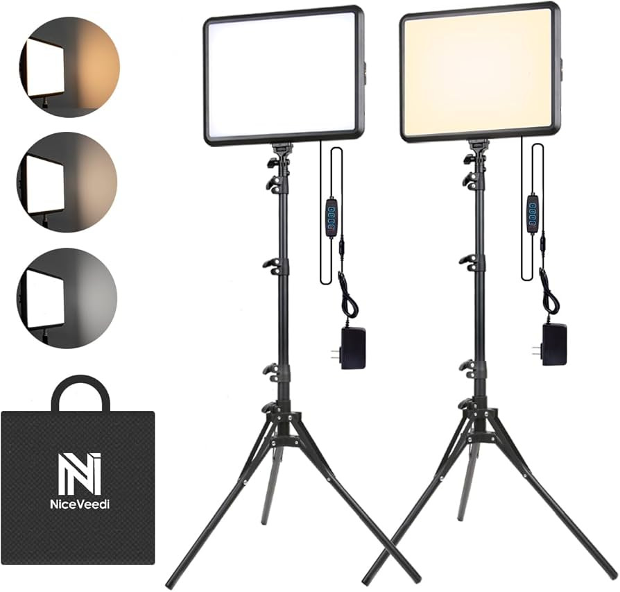 2-Pack Photography Lighting Kit, NiceVeedi 22W LED Video Light Kit, 2900-7000K Studio Light with ... | Amazon (US)