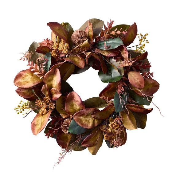 Better Homes & Gardens Artificial Magnolia Leaf Wreath, Bendable Design, High-Quality Decor | Walmart (US)