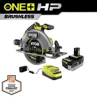 RYOBI ONE+ HP 18V Brushless Cordless 7-1/4 in. Circular Saw Kit with 4.0 Ah HIGH PERFORMANCE Batt... | The Home Depot