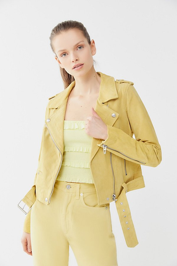BLANKNYC Suede Moto Jacket - Yellow M at Urban Outfitters | Urban Outfitters (US and RoW)
