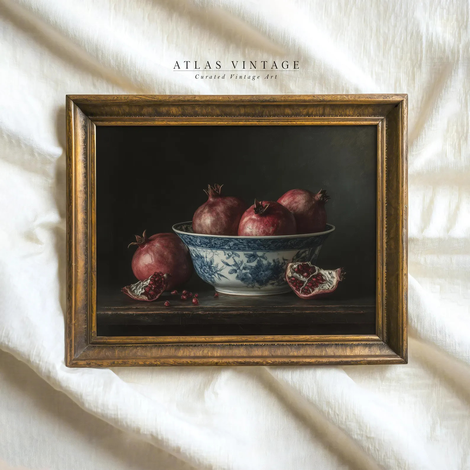 Vintage Pomegranate Still Life Print, Fall Red Fruit Painting Printable Wall Art, Rustic Farmhous... | Etsy (US)