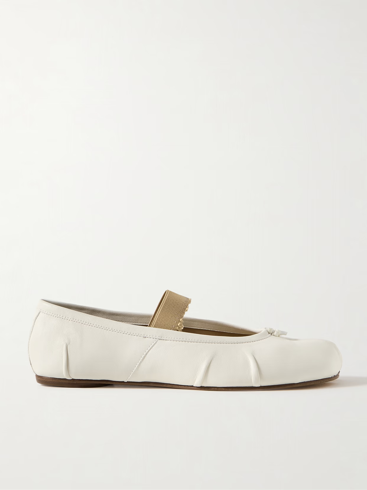 Maison Margiela - Tabi Split-toe Leather Ballet Flats - Ivory | NET-A-PORTER (US)