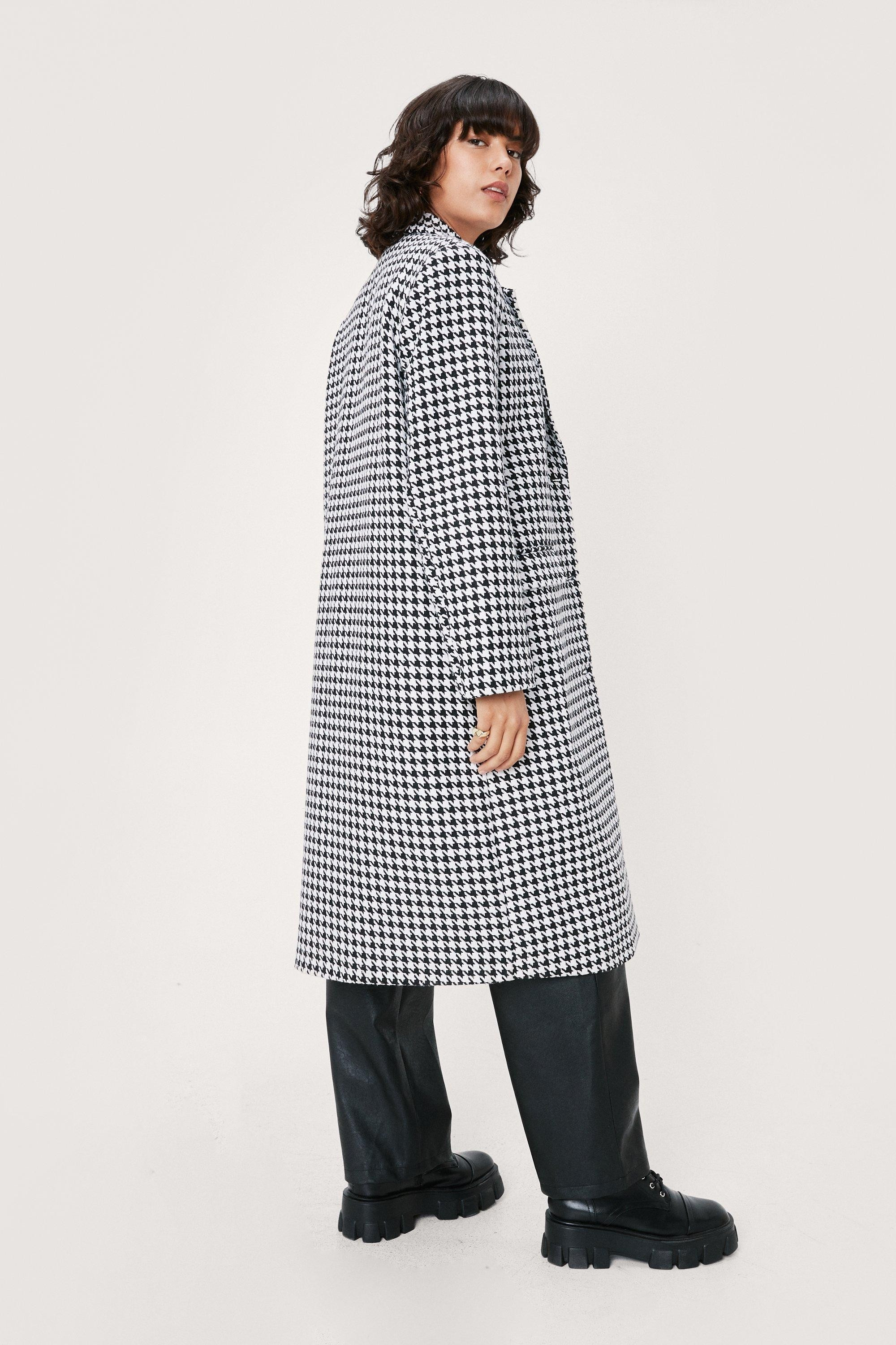 Oversized Button Down Houndstooth Coat | Nasty Gal (US)
