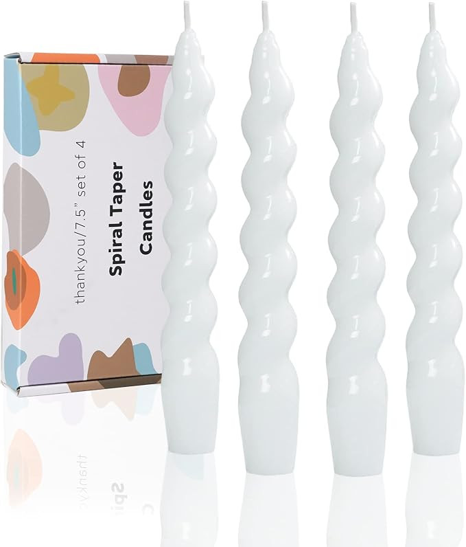 LPUSA White Candle Sticks Tapered Candlesticks Spiral Taper Candles for Table Decor Housewarming ... | Amazon (US)
