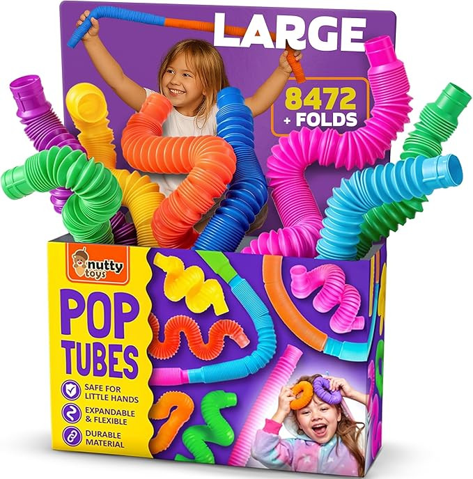 Nutty Toys Pop Tubes - Large 8-Pack Sensory Toys - Creative STEM Learning for Kids and Toddlers -... | Amazon (US)
