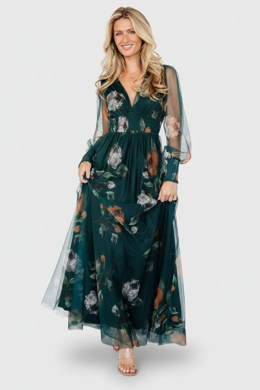Layla Tulle Maxi Dress | Deep Topaz Floral | Baltic Born