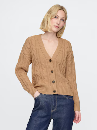 Oversized Cable-Knit Cardigan | Gap (US)