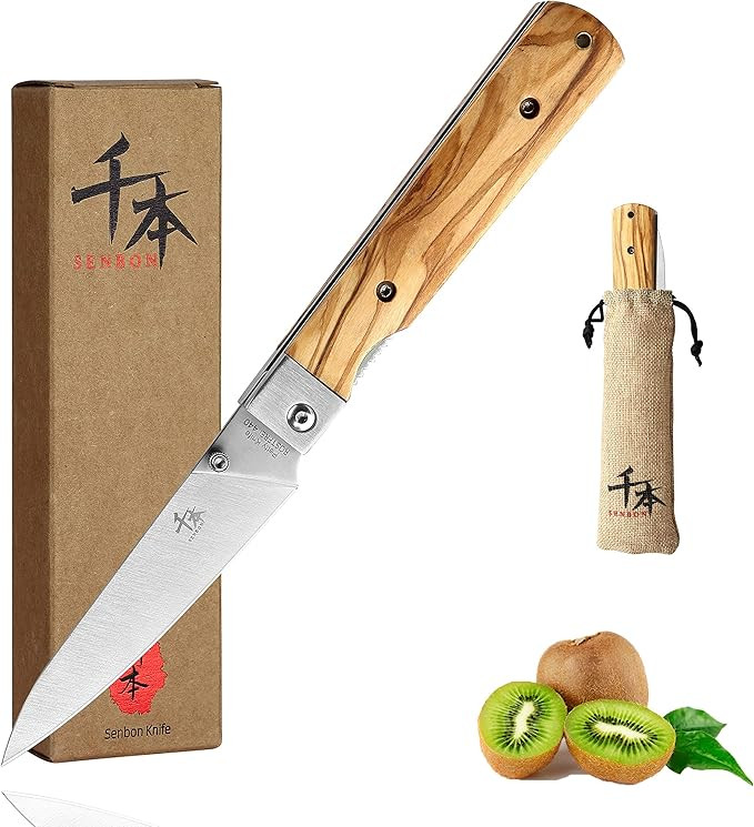 SENBON 440A stainless steel Ultra sharp pocket folding Japanese peeling utility knife Natural Oli... | Amazon (US)