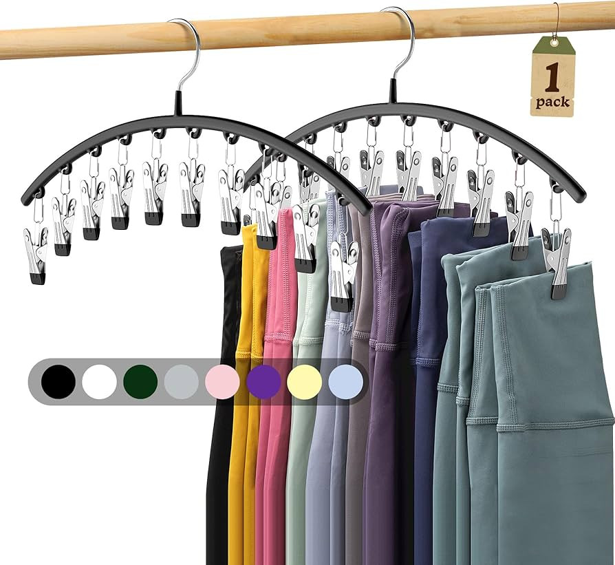 Legging Organizer for Closet, Metal Yoga Pants Hangers 1 Pack w/10 Clips Holds 10 Leggings, Space... | Amazon (US)
