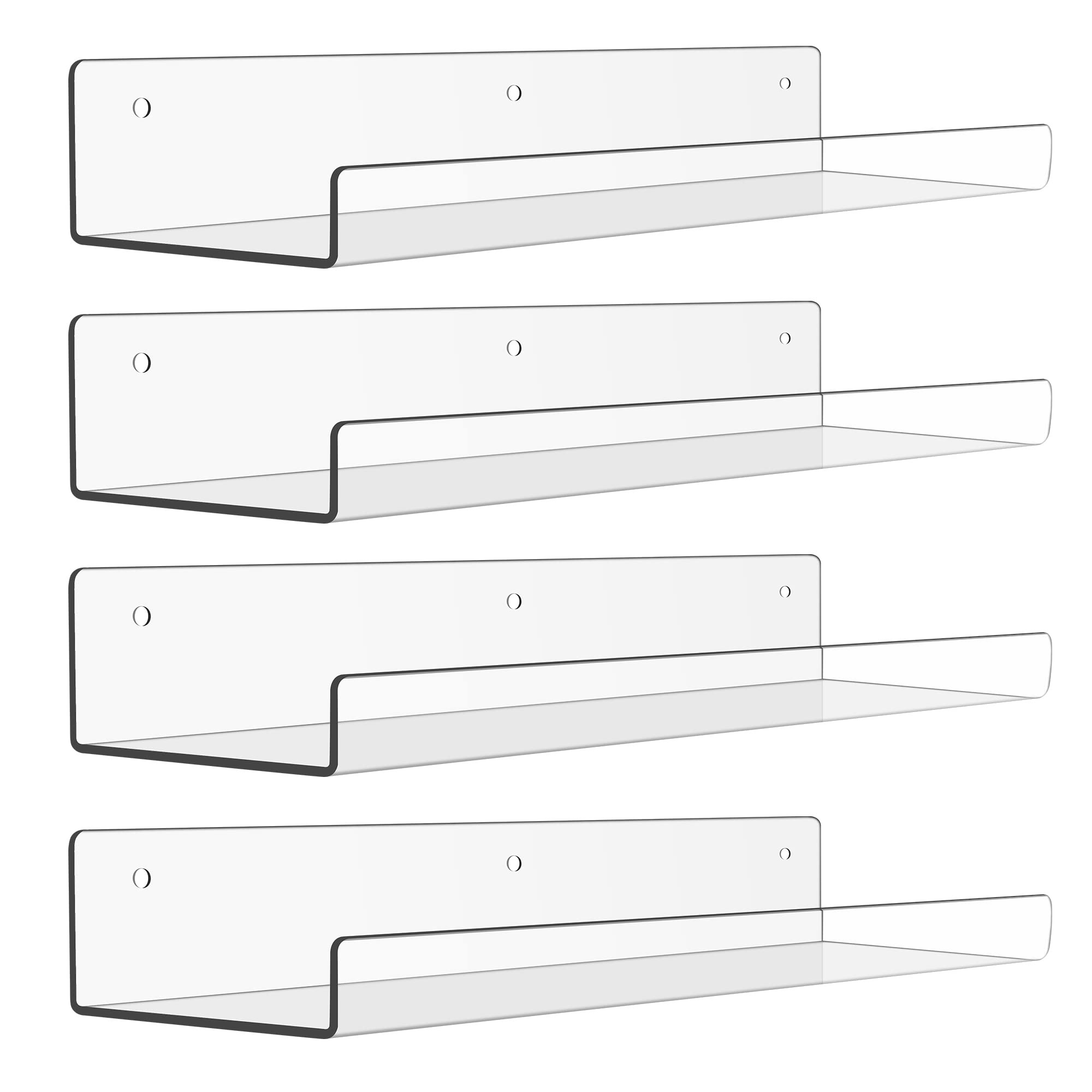 upsimples Clear Acrylic Shelves for Storage, 15" Floating Shelves Wall Mounted for Kids Bookshelf... | Amazon (US)