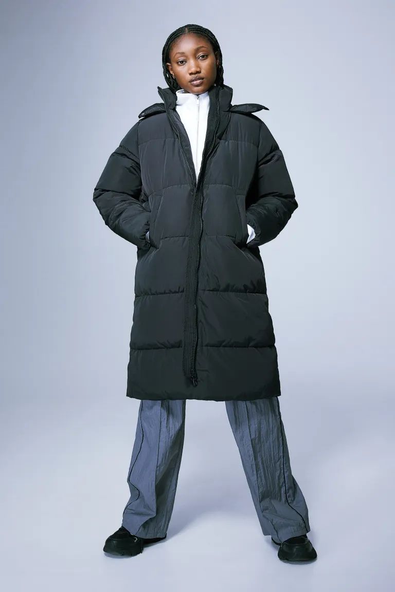Long puffer jacket - Beige - Ladies | H&M GB | H&M (UK, MY, IN, SG, PH, TW, HK)