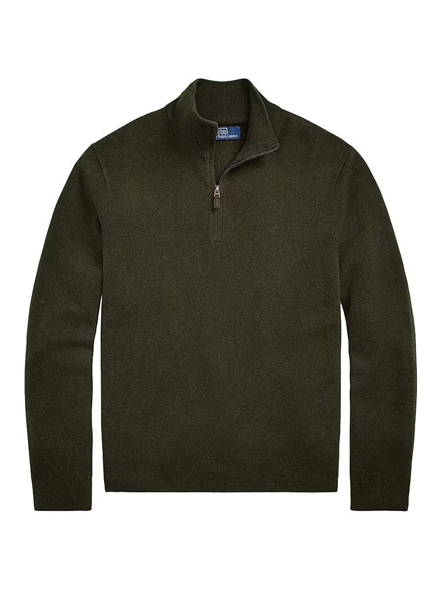Men's Logo Wool Quarter-Zip Sweater - Leaf Green Heather - Size XXL | Saks Fifth Avenue
