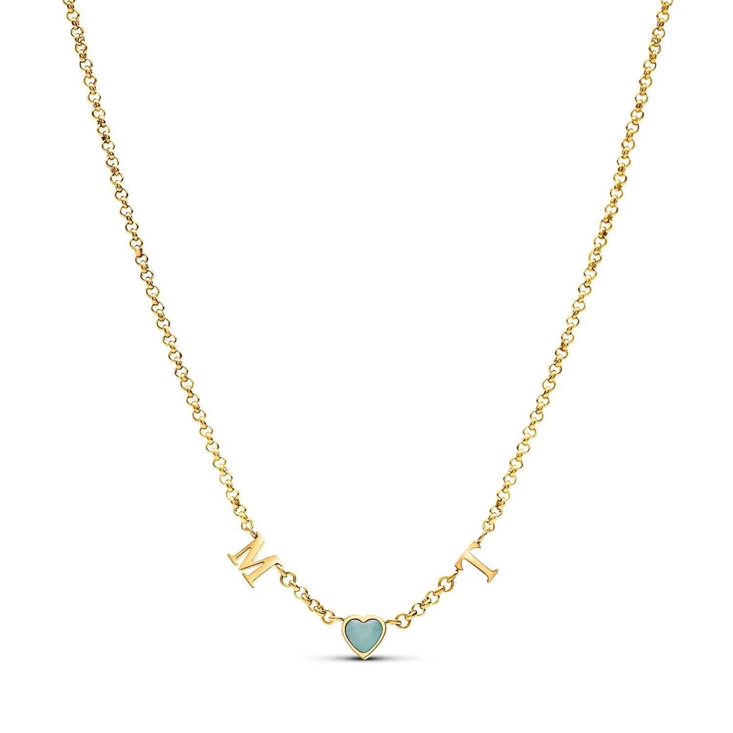 Made Mine Initials & Birthstone Necklace (Gold) | Abbott Lyon