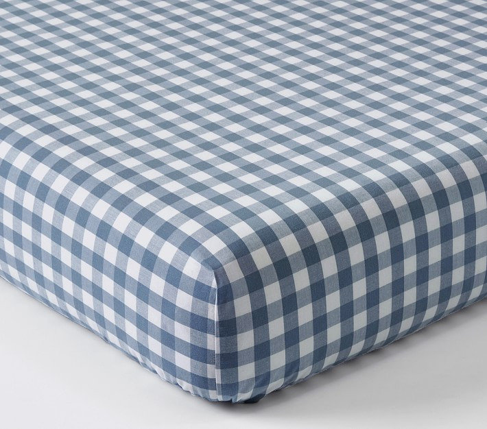 Check Organic Crib Fitted Sheet | Pottery Barn Kids