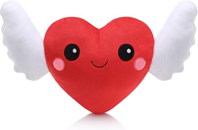 Jetec Angel Heart Pillow, 10.6 Inch Cute Plush Stuffed Red Heart Shaped Throw Pillow Soft Cushion... | Amazon (US)