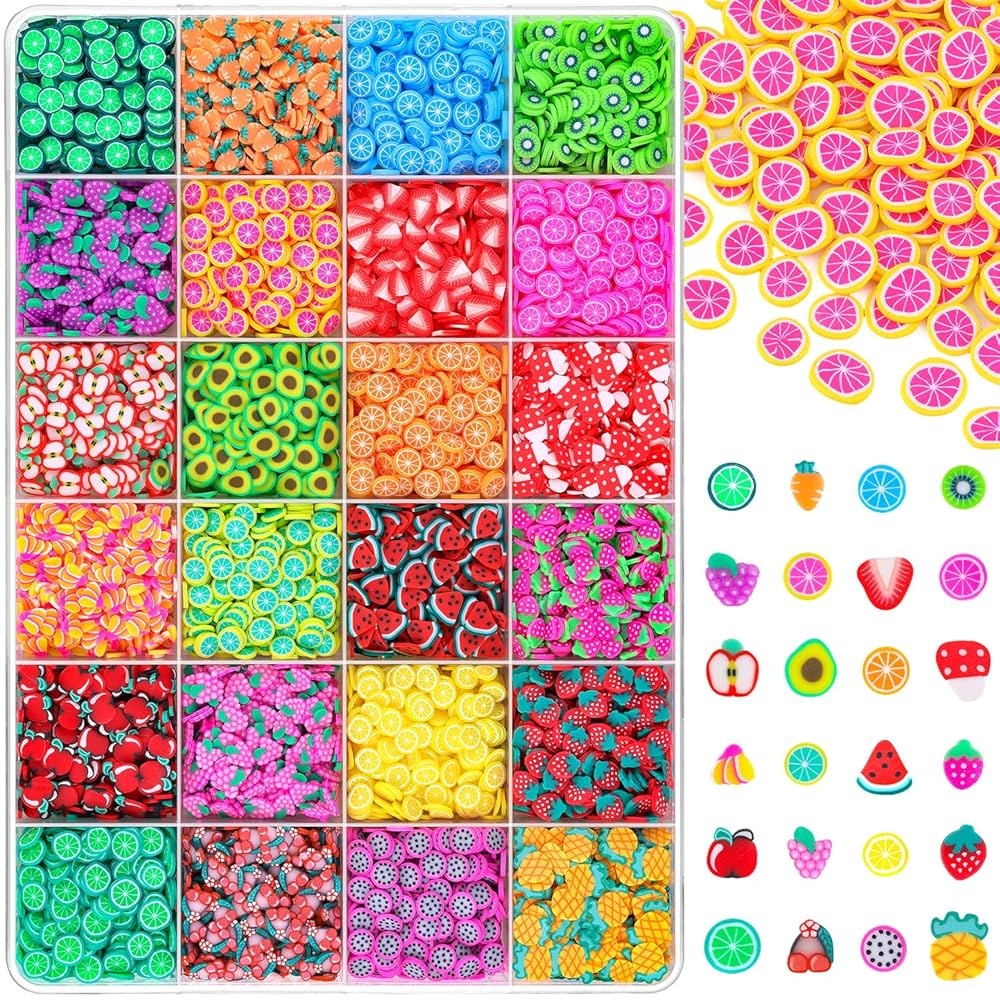 24-Grid Fruit Slice Polymer Clay Cute Slime Add Ins for Nail Art, Kawaii Scrapbooking Embellishme... | Amazon (US)