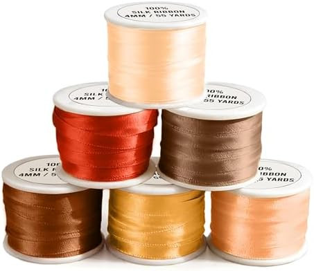 New ThreadNanny 6 Spools of 100% Pure Silk Ribbons - Brown Tones - 60 MTS x 4mm | Amazon (US)