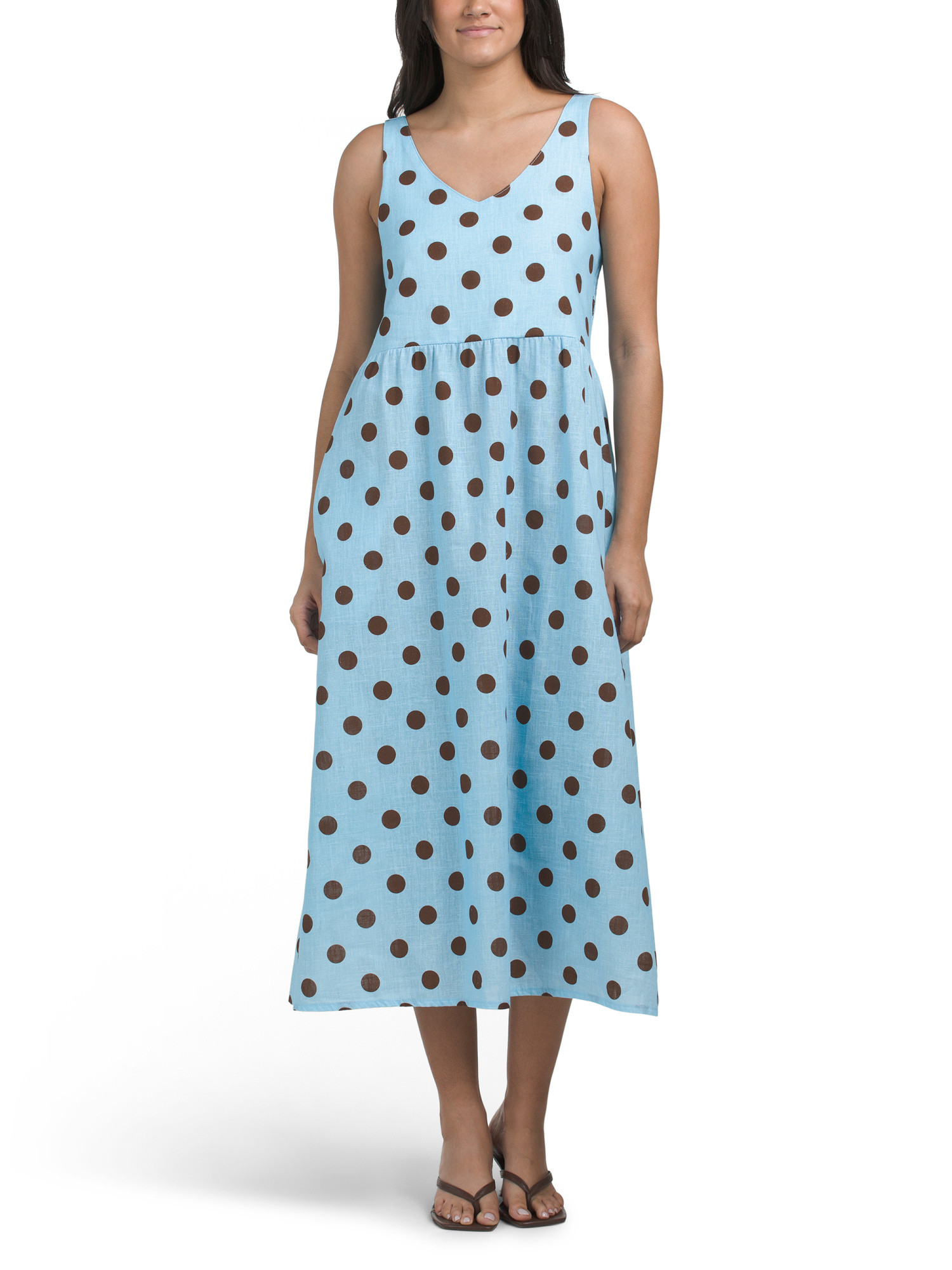 Made In Italy Linen Blend V-neck Printed Maxi Dress | TJ Maxx