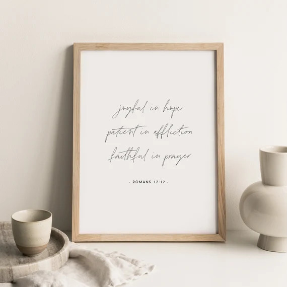 Romans 12:12, Printable Wall Art Minimalist Christian, Modern Bible Verse, Modern Scripture Wall ... | Etsy (US)