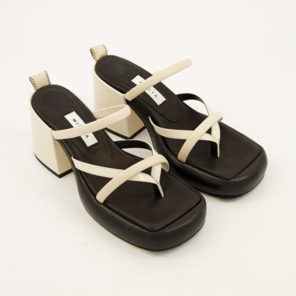 Beige & Black Strappy Leather Mules | TK Maxx