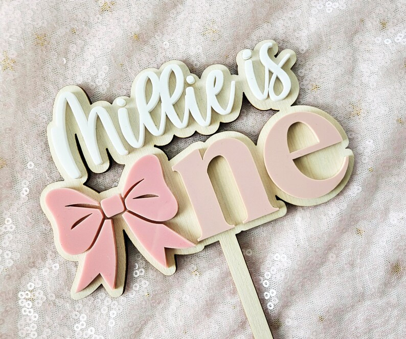 Personalized First Birthday Cake Topper Bow Themed First Birthday Cake Topper Bow Party Decor One... | Etsy (US)