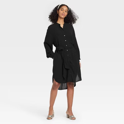 Women's Long Sleeve Tie Waist Shirtdress - A New Day™ | Target