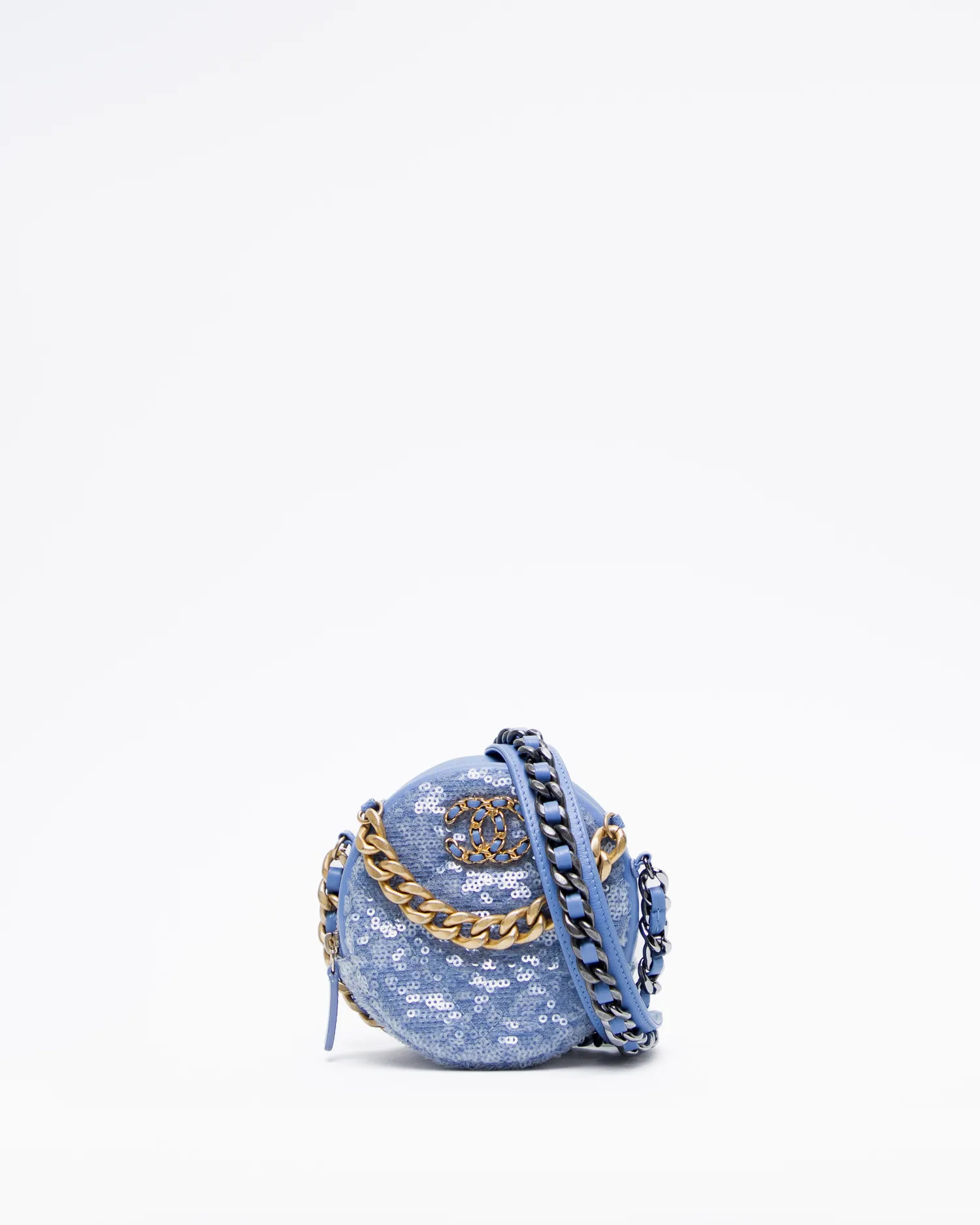 Sequin Chanel 19 Round Mini Pouch | Vivrelle