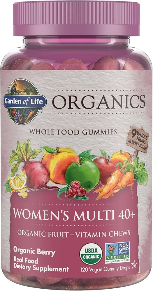 Garden of Life Organics Women 40+ Gummy Vitamins - Berry - Certified Organic, Non-GMO, Vegan, Kos... | Amazon (US)