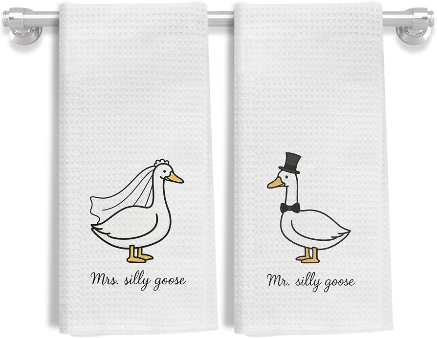 Funny Mr and Mrs Silly Goose Kitchen Towels, Wedding Gifts for Couples Newlyweds Dish Tea Towels ... | Amazon (US)