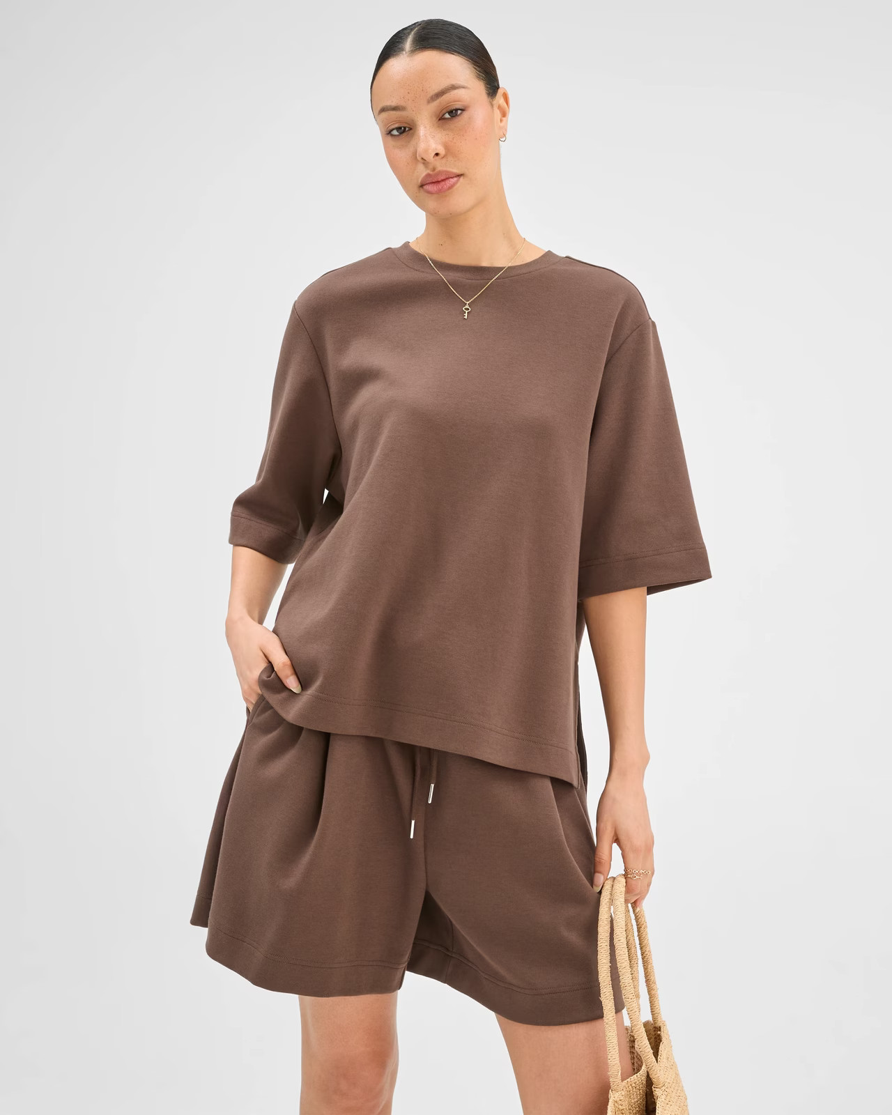 Australian Cotton Blend Oversized T-Shirt - Coffee Bean | Target AU