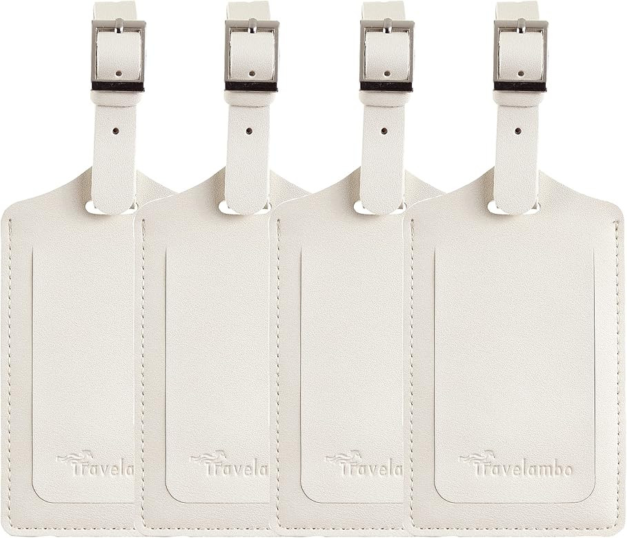 4 Pack Leather Luggage Travel Bag Tags by Travelambo | Amazon (US)