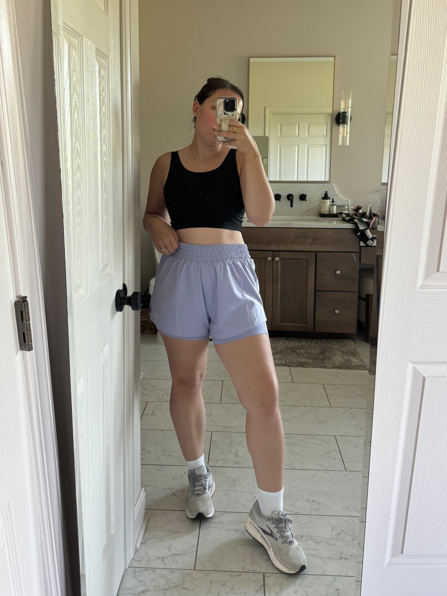 my new fav shorts for a thick thigh girlie 👏🏼👏🏼 I’m wearing a medium in the aerie sports bra and large in the shorts! 

#LTKPetite #LTKActive #LTKMidsize