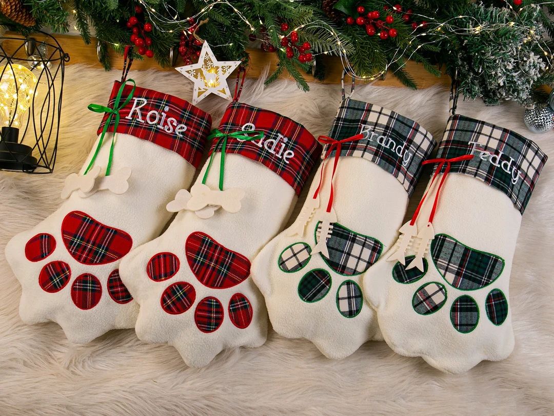 Custom Pet Paw Christmas Stockingsanimal Paw Stockingspet - Etsy | Etsy (US)