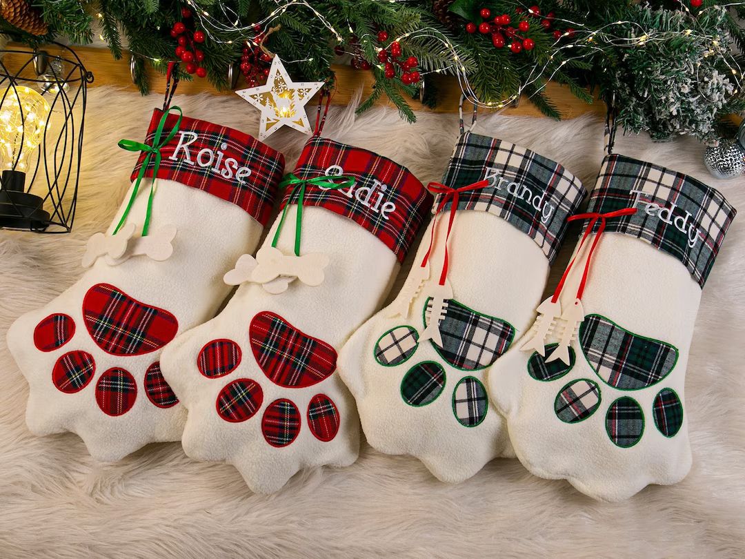 Custom Pet Paw Christmas Stockingsanimal Paw Stockingspet - Etsy | Etsy (US)