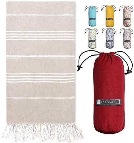 BAY LAUREL Turkish Beach Towel with Travel Bag 39 x 71 Quick Dry Sand Free Lightweight Large Over... | Amazon (US)