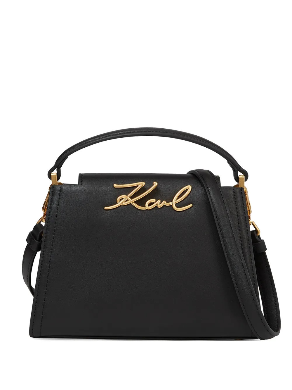 Karl Lagerfeld Signature top-handle crossbody bag - Black | Farfetch Global