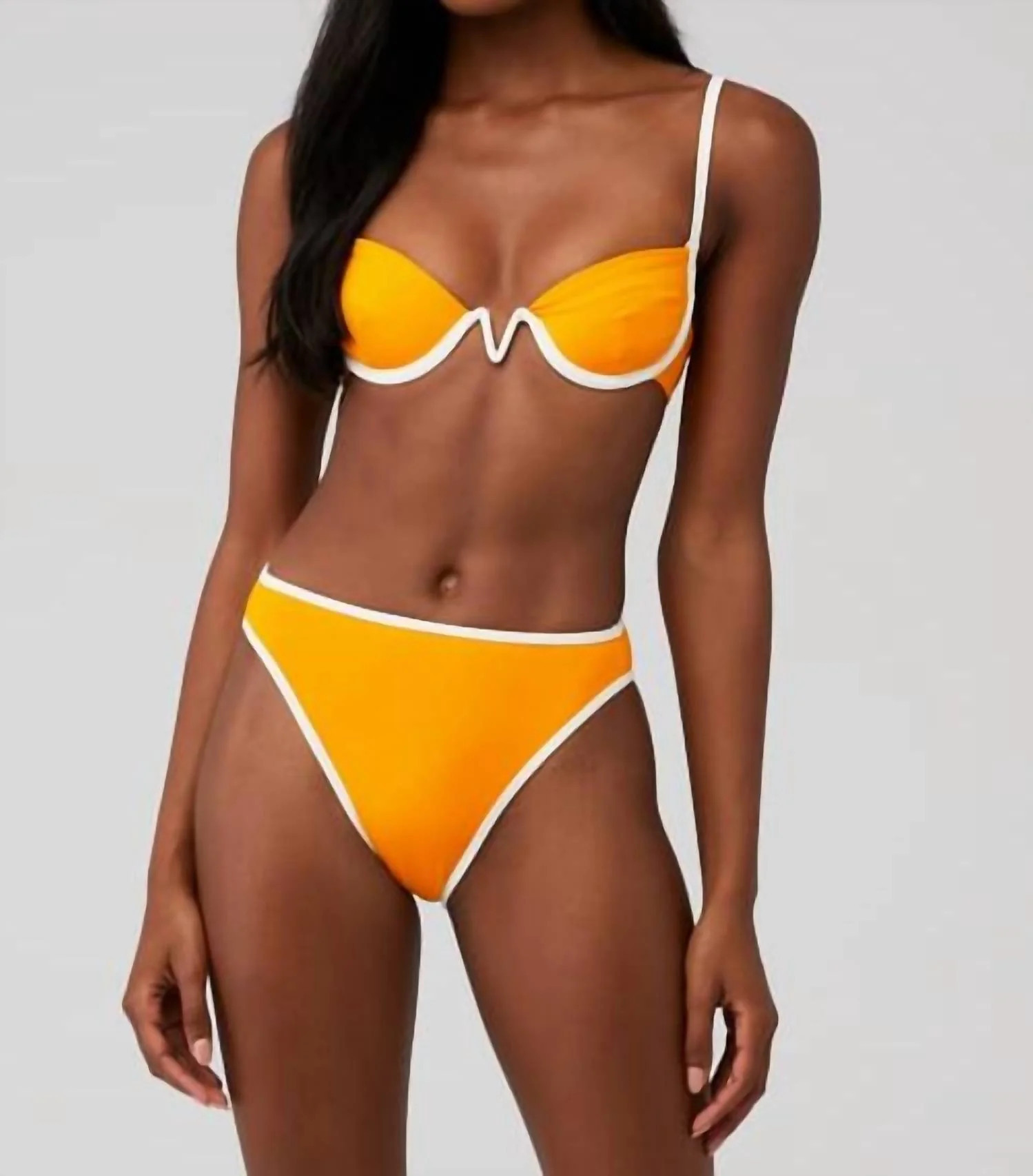 Nico Bikini Top In Mango & Cream | Shop Simon