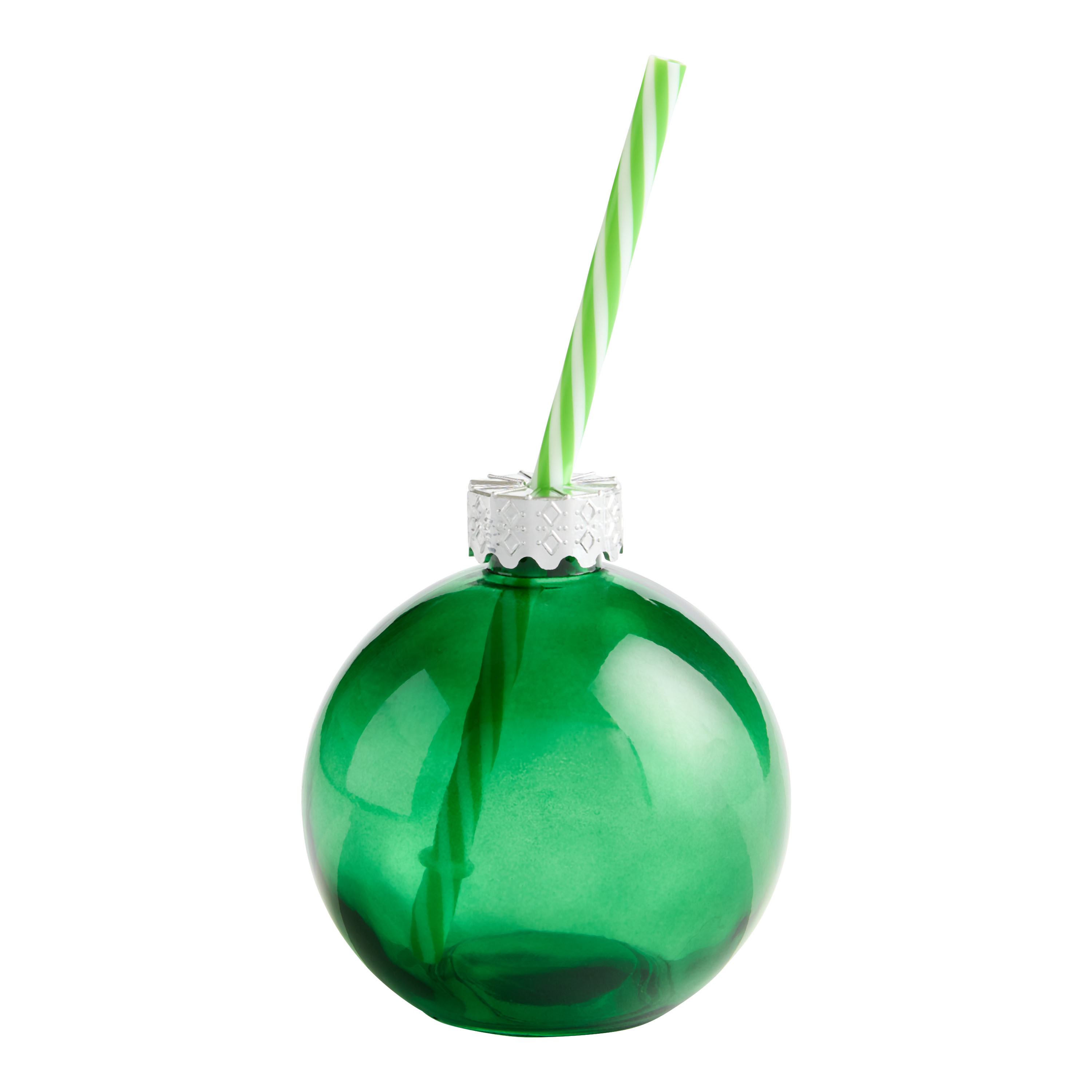 Glass Ornament Figural Drink Tumbler with Straw - World Market | World Market