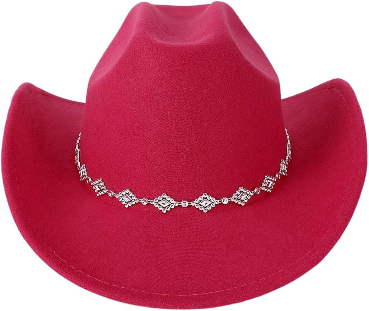 Verdusa Women's Western Cowboy Hat Rhinestone Wide Brim Cowgirl Hat | Amazon (US)