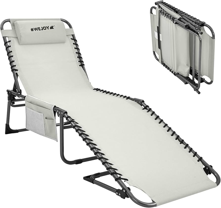 #WEJOY Folding Beach Lounge Chair - Adjustable 5-PositionChaise Lounge Chair for Sunbathing, Tann... | Amazon (US)