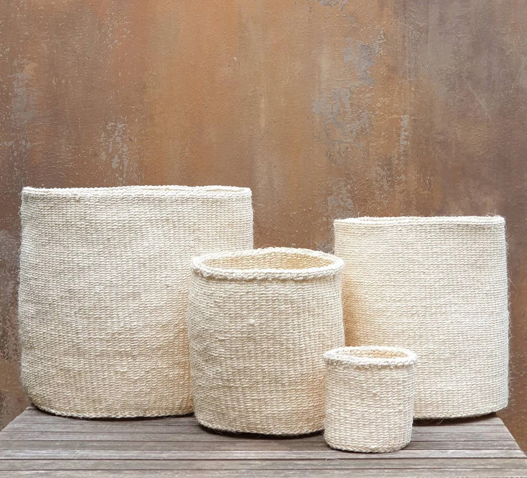 NYEUPE: Natural/off White/cream Handmade Sisal Baskets - Etsy UK | Etsy (UK)