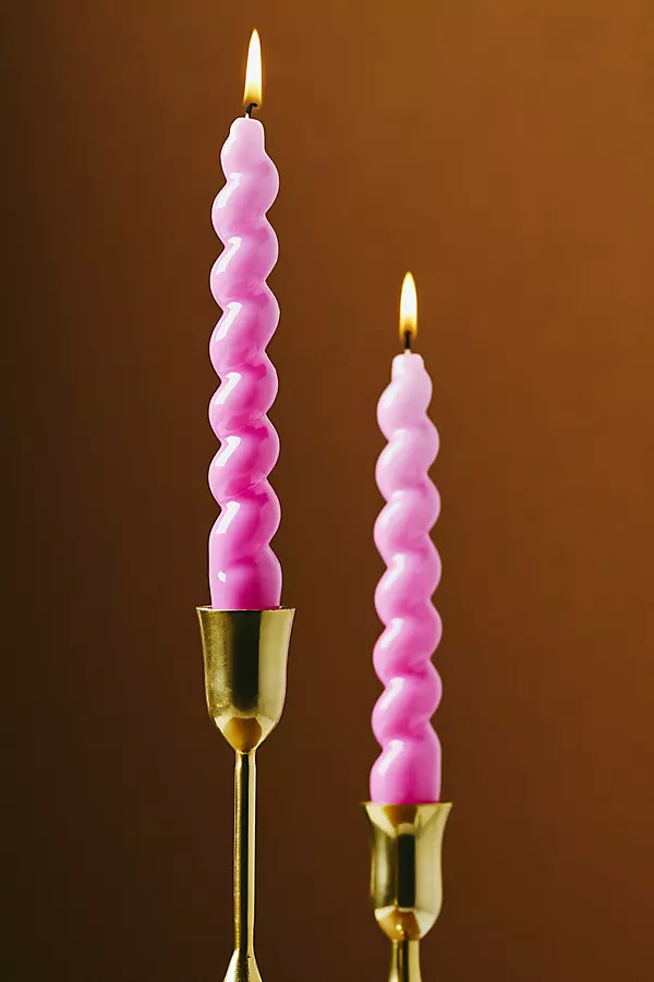 High Shine Spiral Taper Candles, Set of 2 | Anthropologie (US)